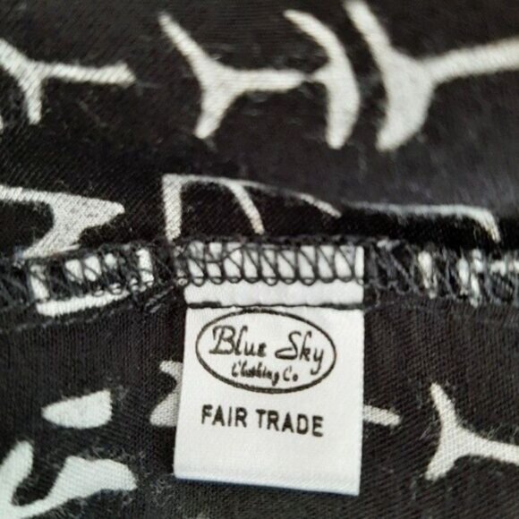 BLUE SKY Love & Gratitude Fair Trade Open Front Fabric Cardigan B&W Sz XS - Picture 9 of 12